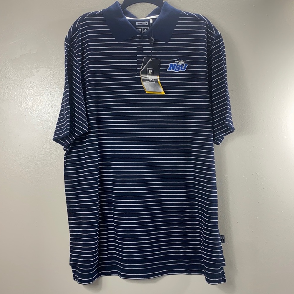 Adidas  NSU Men Blue Sripped Polo Size Large